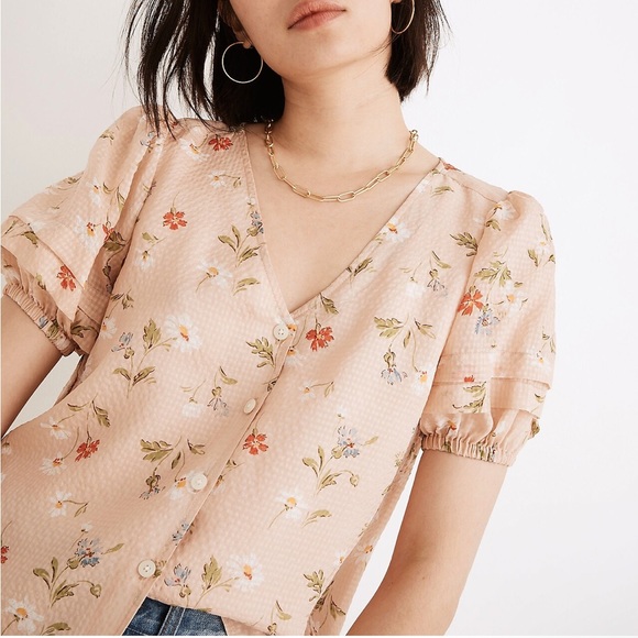 Madewell Silk Pembroke Top in Seaside Floral, Small - Picture 2 of 5